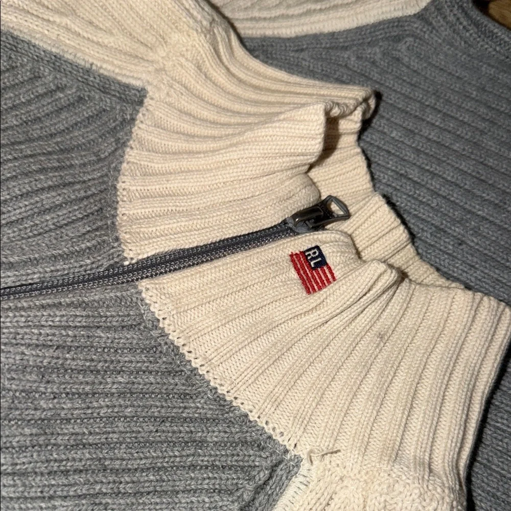 Polo by Ralph Lauren Gray and Cream Men's Sweater